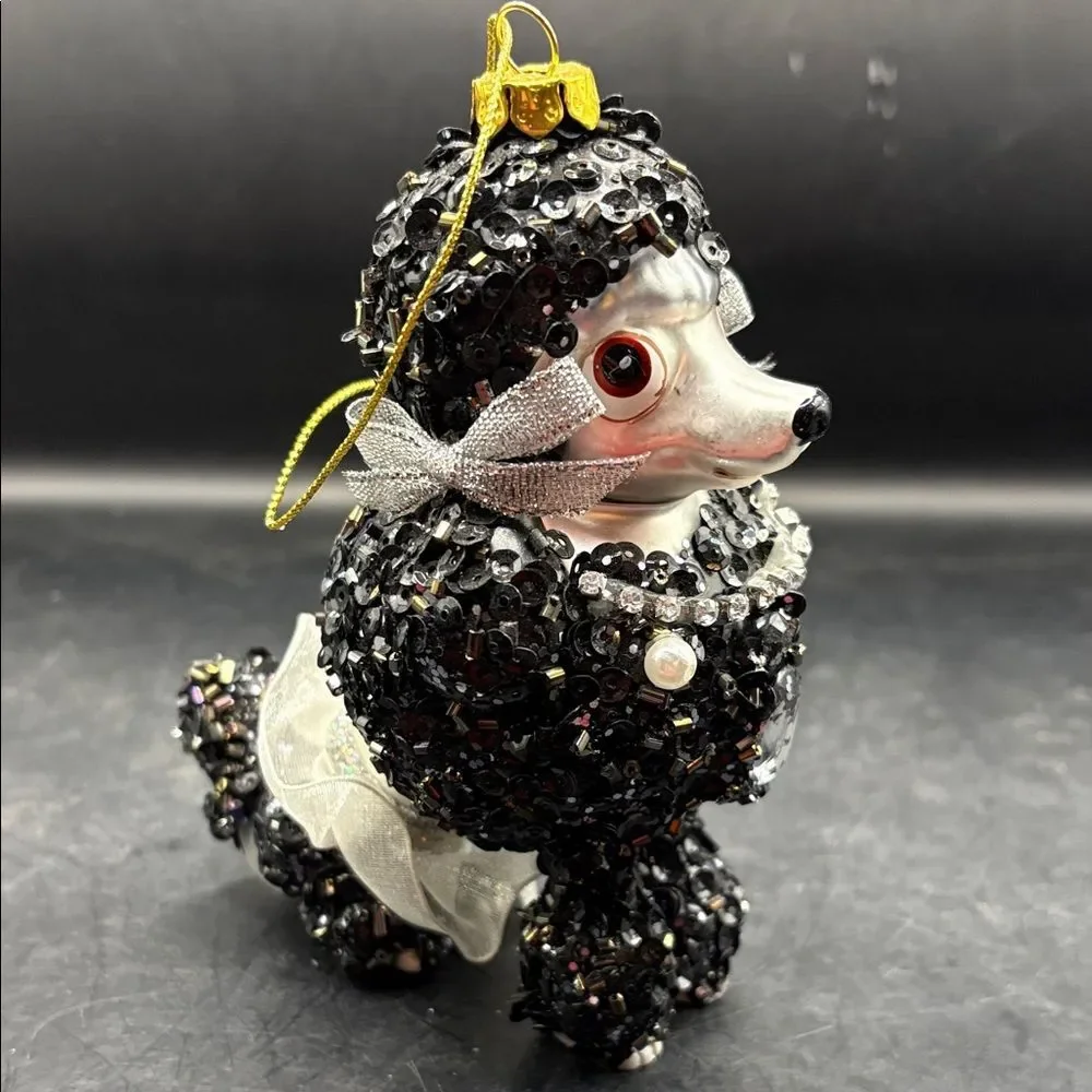 Black Sequin Poodle Ornament